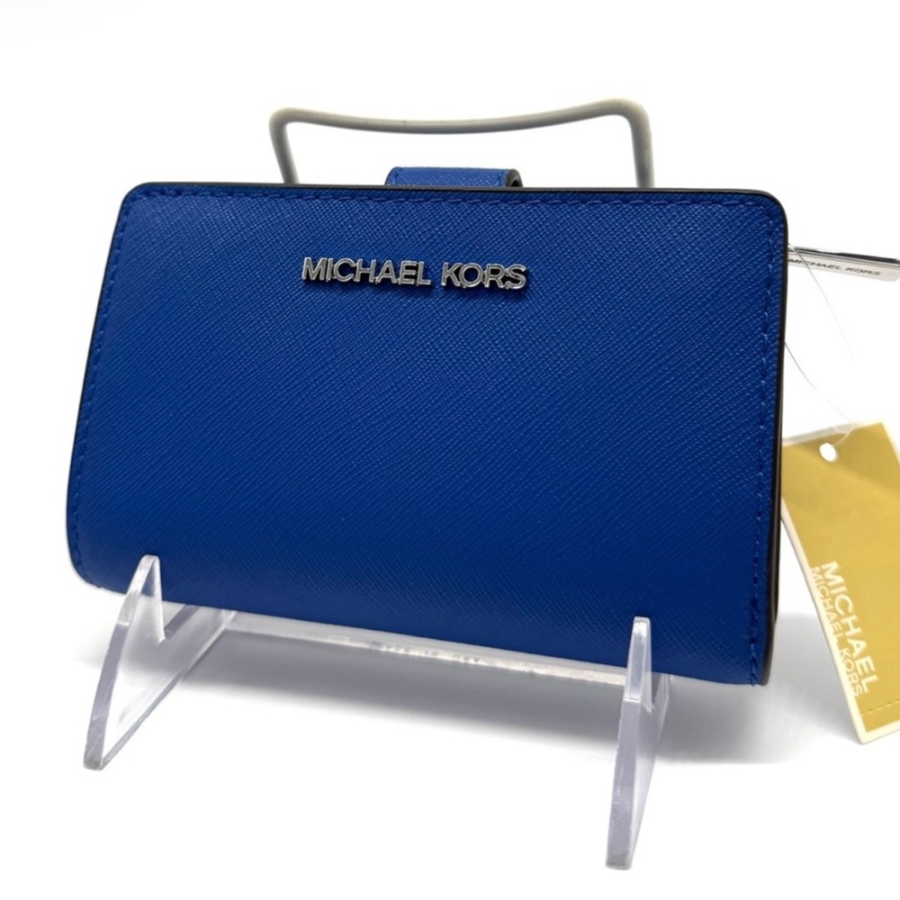 Michael Kors Medium Bifold Zip Chain Wallet Galaxy Blue